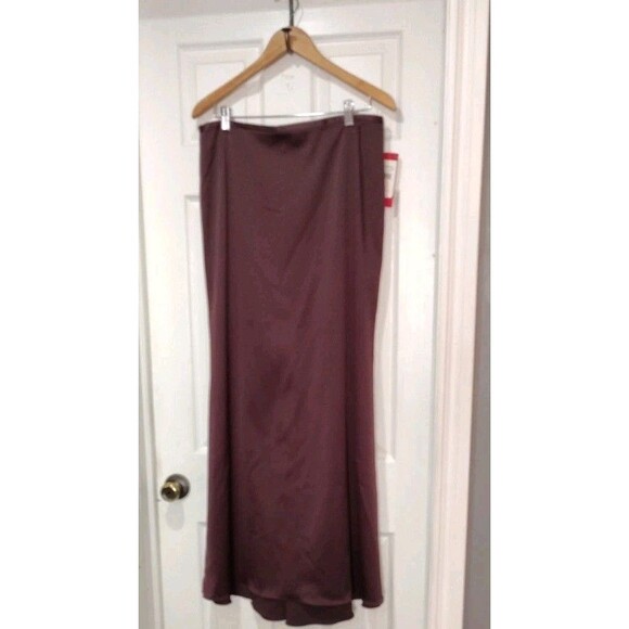 Vintage JS Collections Women's Satin Chocolate Brown Maxi Skirt Lined Size 12 - Picture 1 of 10
